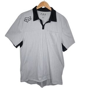 Fox‎ Mens Airline Trudri Performance Polo Shirt Gray Short Sleeve SZ L Motocross